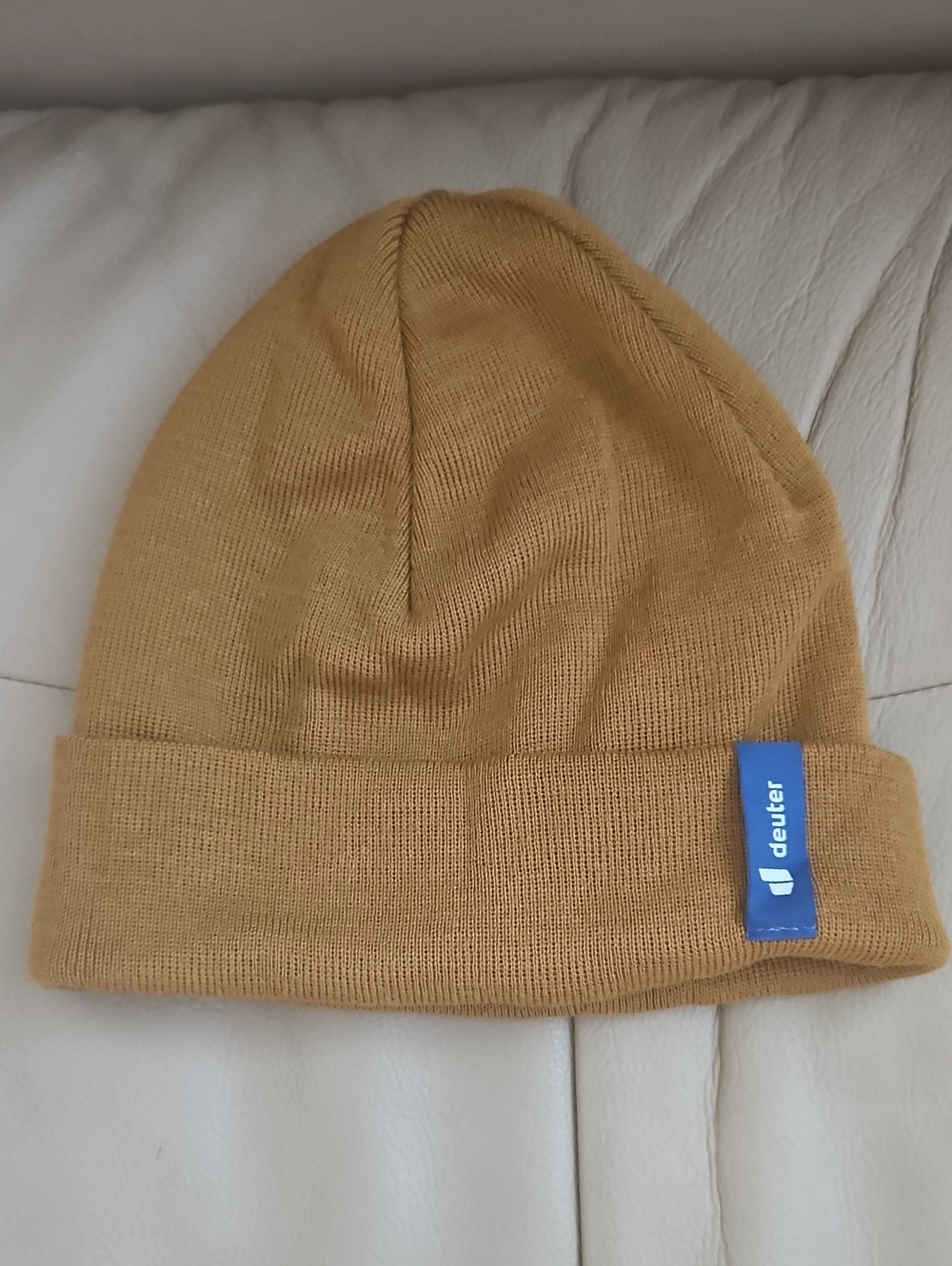 Deuter Men's Tan Knit Beanie - Fold-Over Cuff